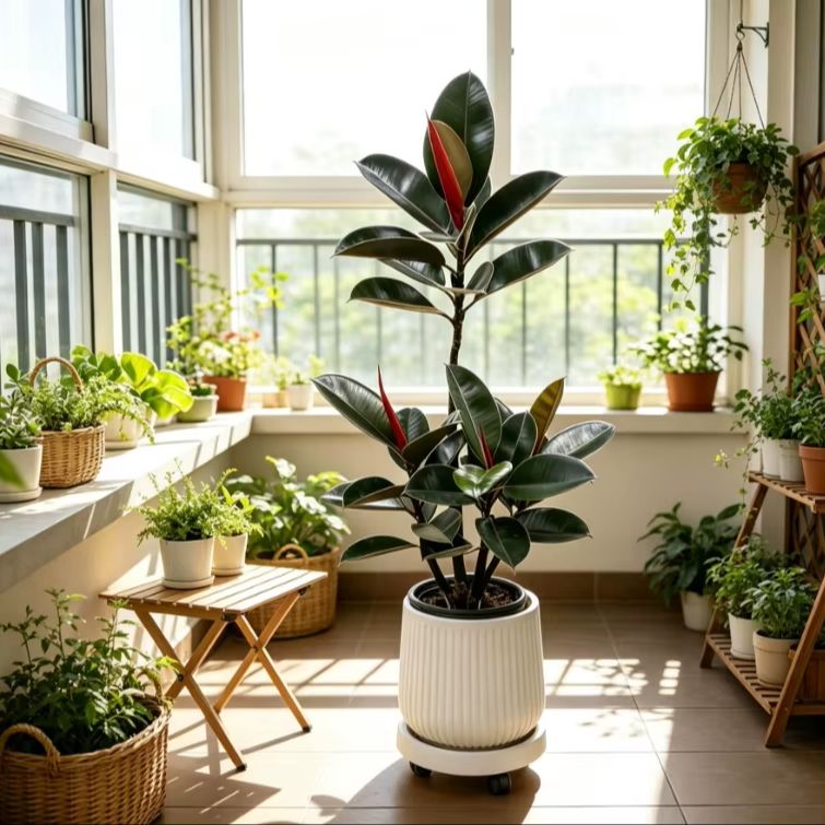 Rubber Plant Ficus - Drzewo gumowe (Ficus Elastica) to tropikalna