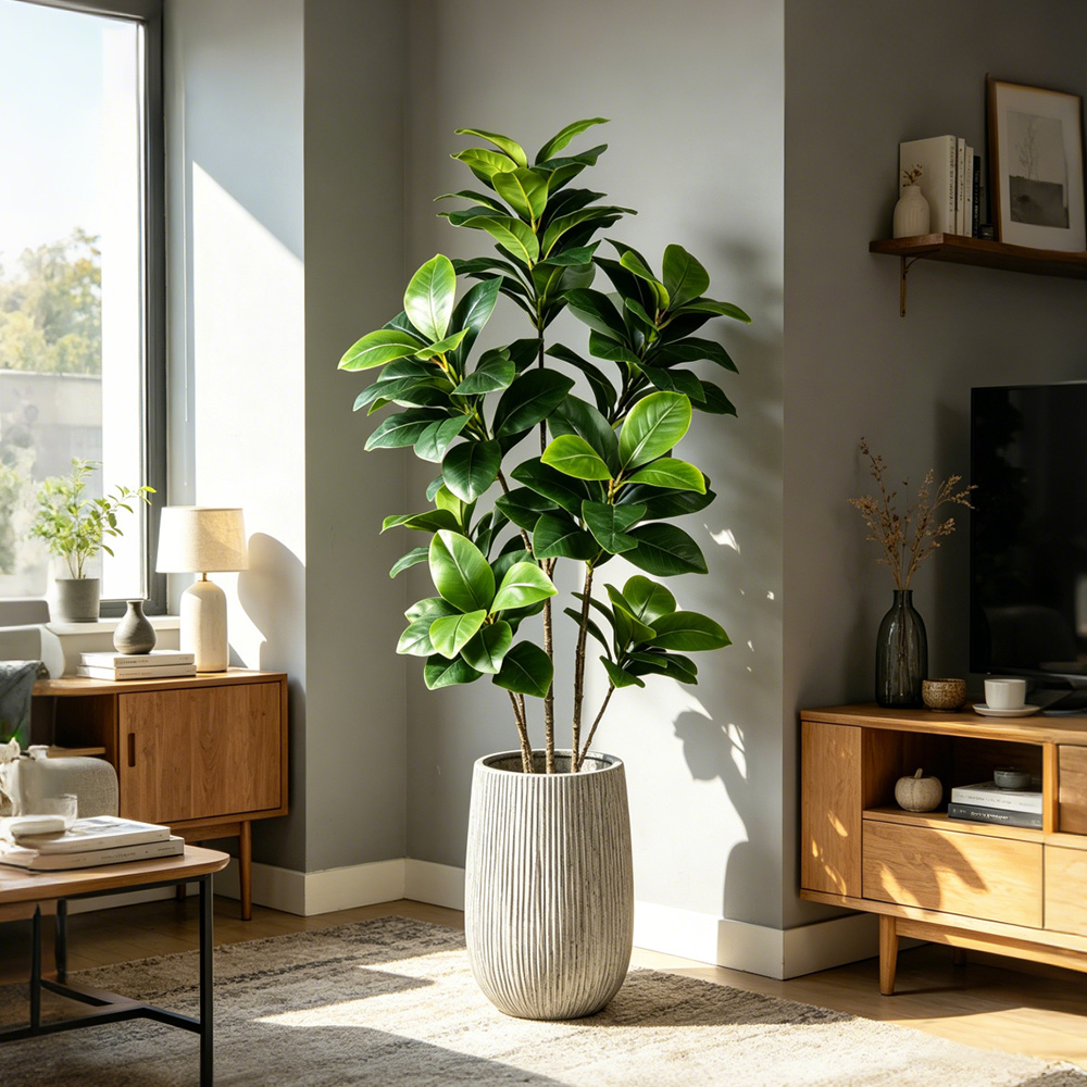 Rubber Plant Ficus - Sztuczne drzewo banjanowe o dużych rozmiarach