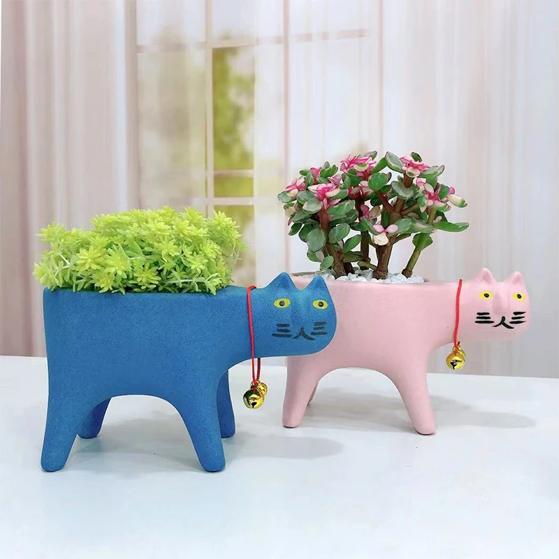 Cactus Mix Pot - Kot Doniczka Kreatywna Śliczna Ceramiczna Osobowość